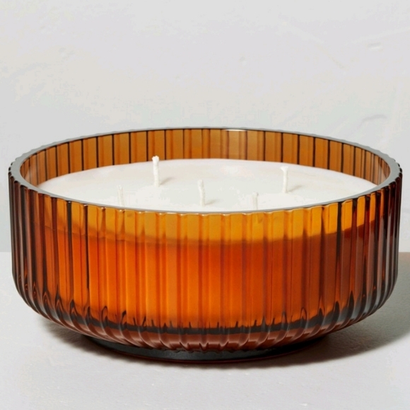 Hearth & Hand Other - NEW HEARTH AND HAND AMBER GLASS RIBBED CANDLE
